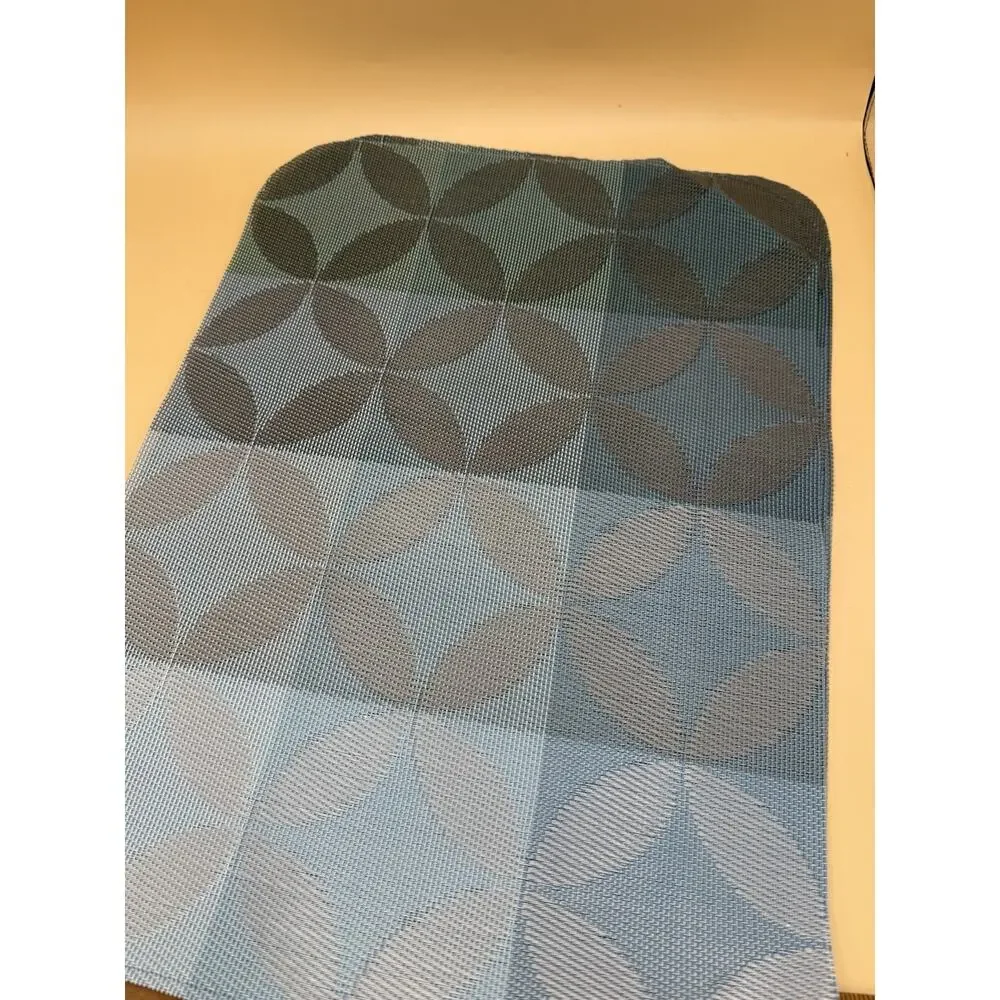 Set of 4 Pier 1 Blue Gray Woven Vinyl Placemats Geometric 13x18 New